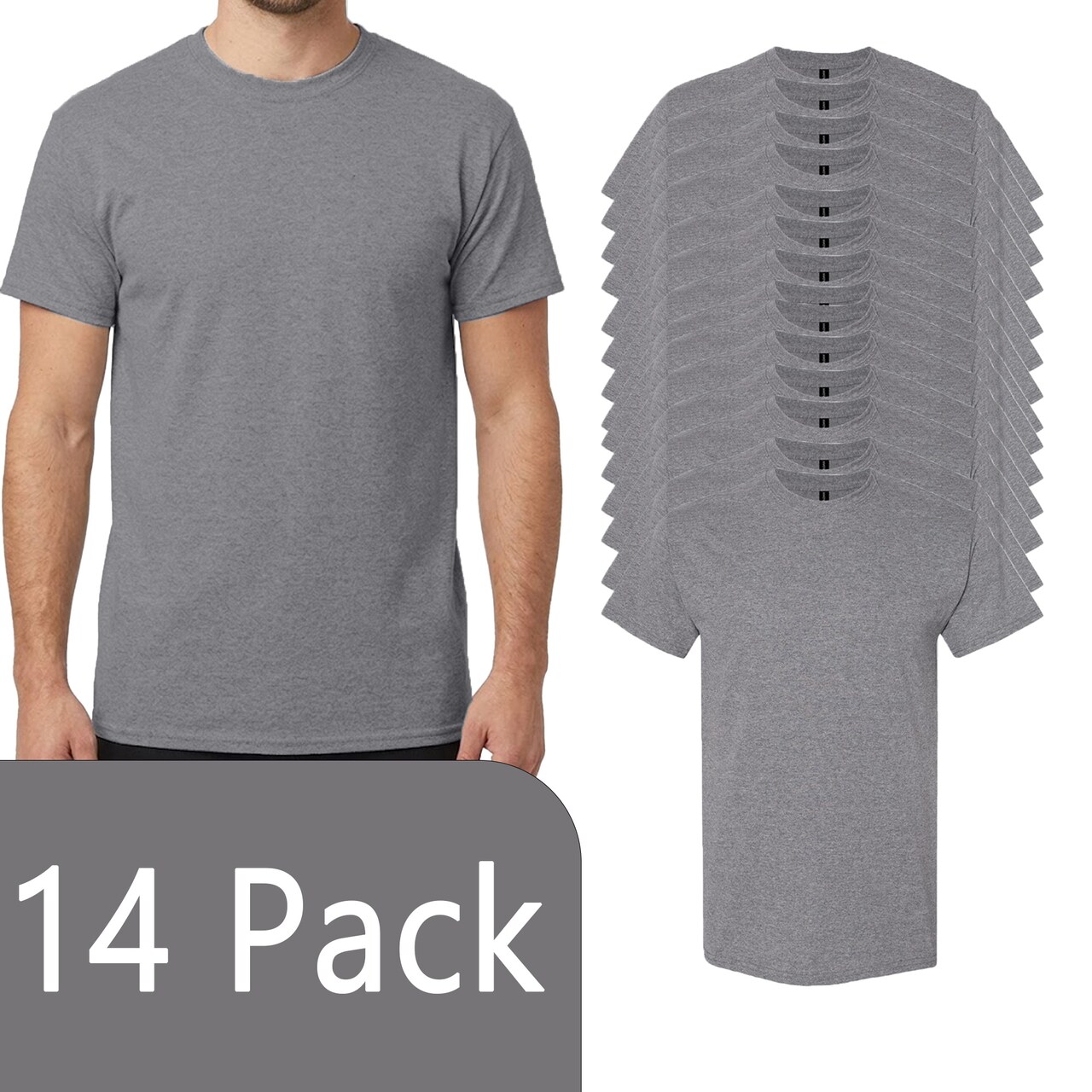 Gildan Heavy Cotton Crewneck T-Shirt Craft Bundle, Graphite Heather Unisex Short Sleeve Blanks for DIY Printing